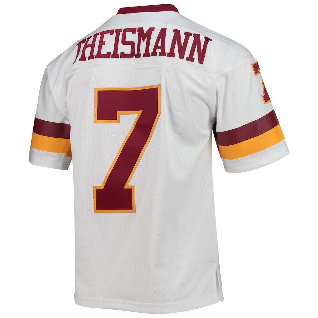 Qdoa W.Commanders #7 Joe Theismann Mitchell & Ness White Legacy Replica Stitched Puhic Jersey