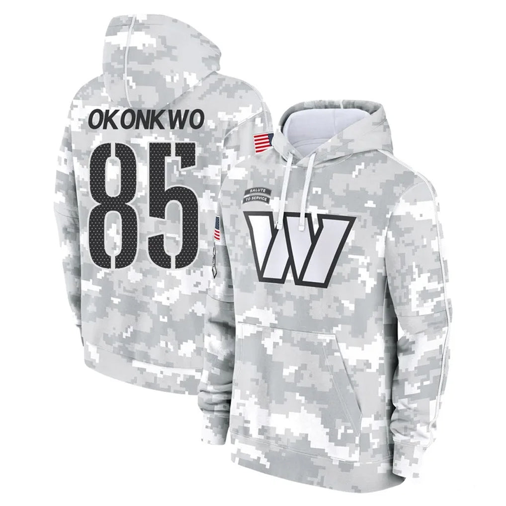 Qdoa W.Commanders #85 Chig Okonkwo Player Arctic Camo Limited Salute to Service Pullover Hoodies Game Stitched Jerseys