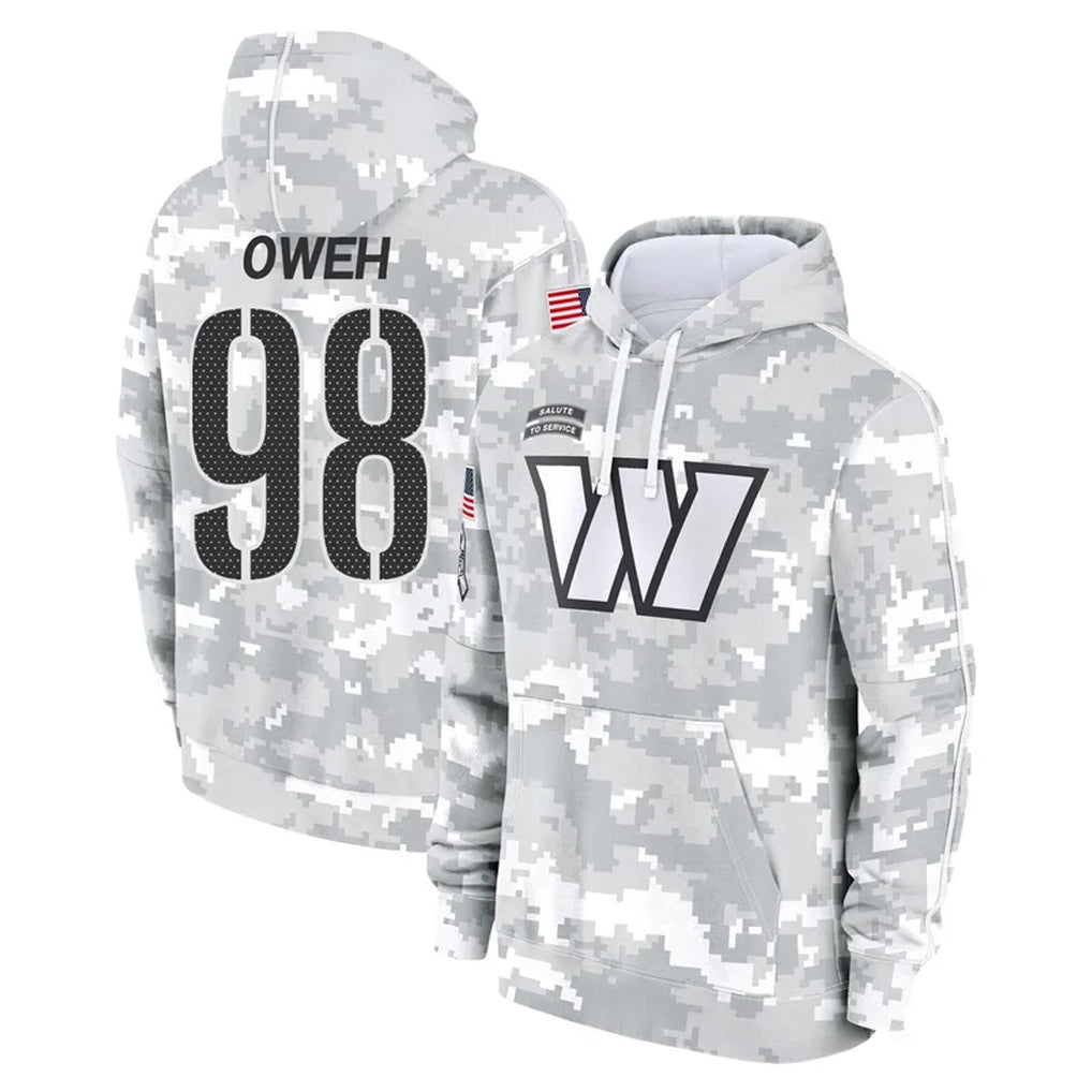 Qdoa W.Commanders #98 Odafe Oweh Player Arctic Camo Limited Salute to Service Pullover Hoodies Game Stitched Jerseys