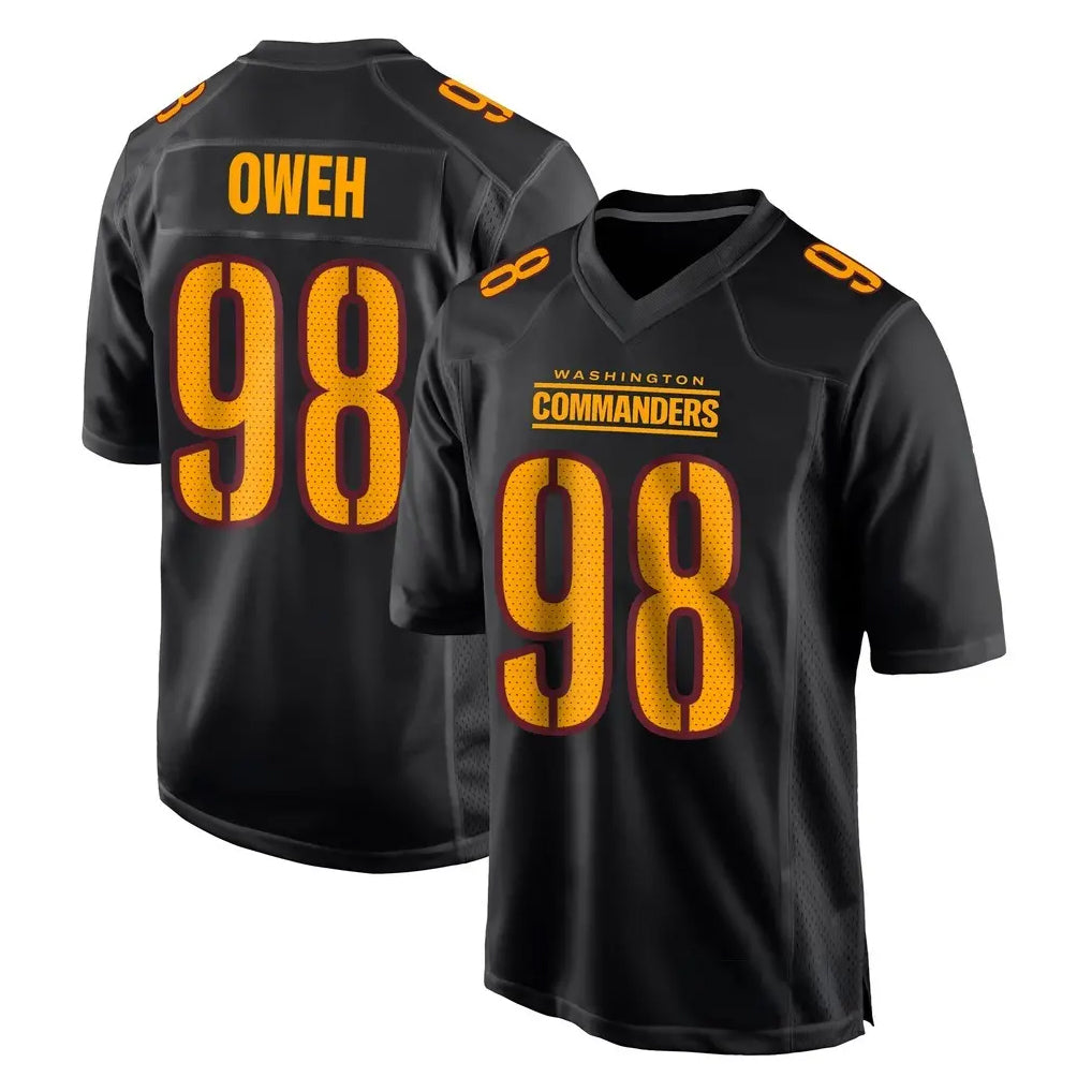 Qdoa W.Commanders #98 Odafe Oweh Player Black Carbon Fashion Home Game Stitched Jerseys