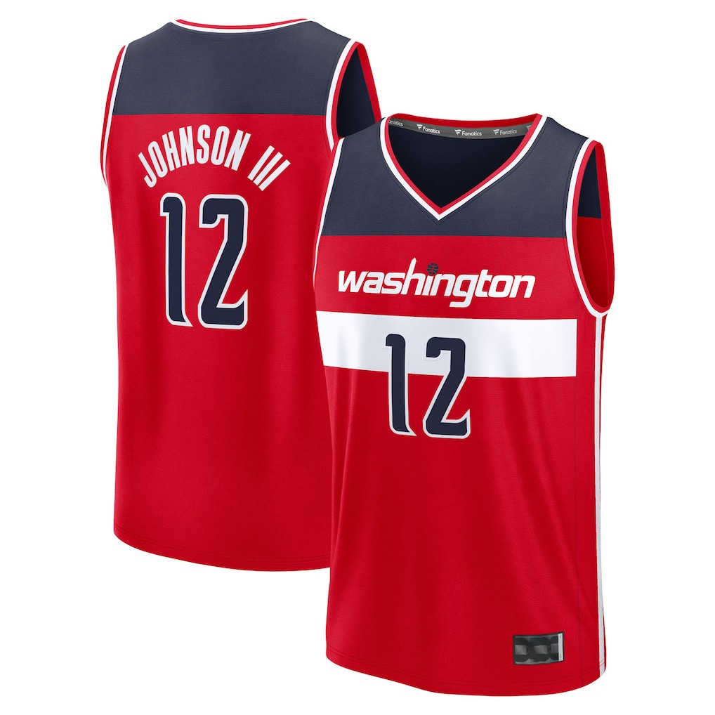 Qdoa W.Wizards #12 Tre Johnson III Red 2025  Draft First Round Pick Fast Break Replica Jerseys - Icon Edition