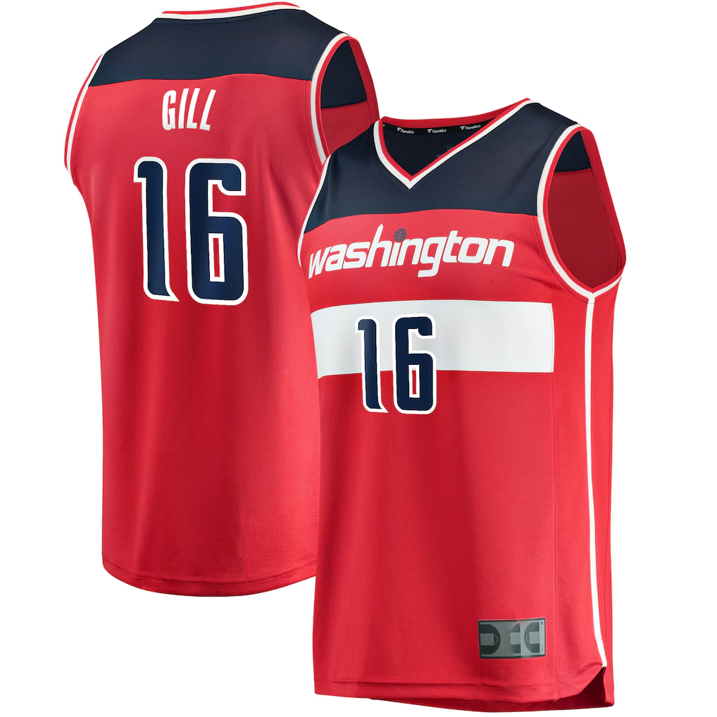 Qdoa W.Wizards #16 Anthony Gill Red Fast Break Replica Jerseys - Icon Edition