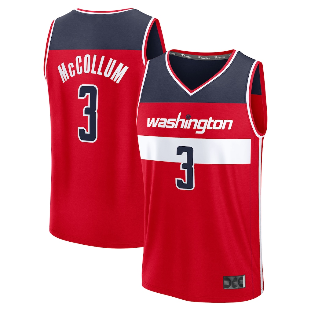 Qdoa W.Wizards #3 CJ McCollum Red Fast Break Replica Player Jerseys - Icon Edition