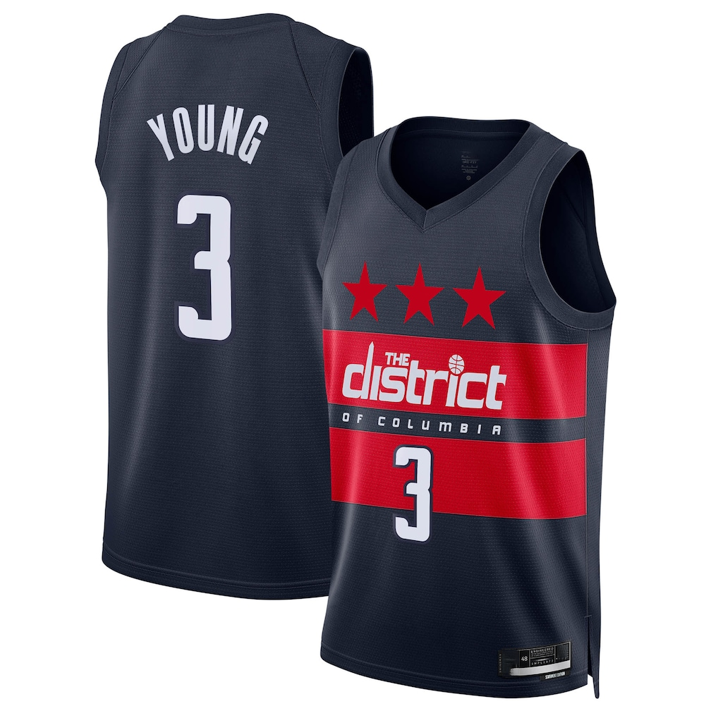 Qdoa W.Wizards #3 Trae Young Navy Swingman Jerseys - Statement Edition