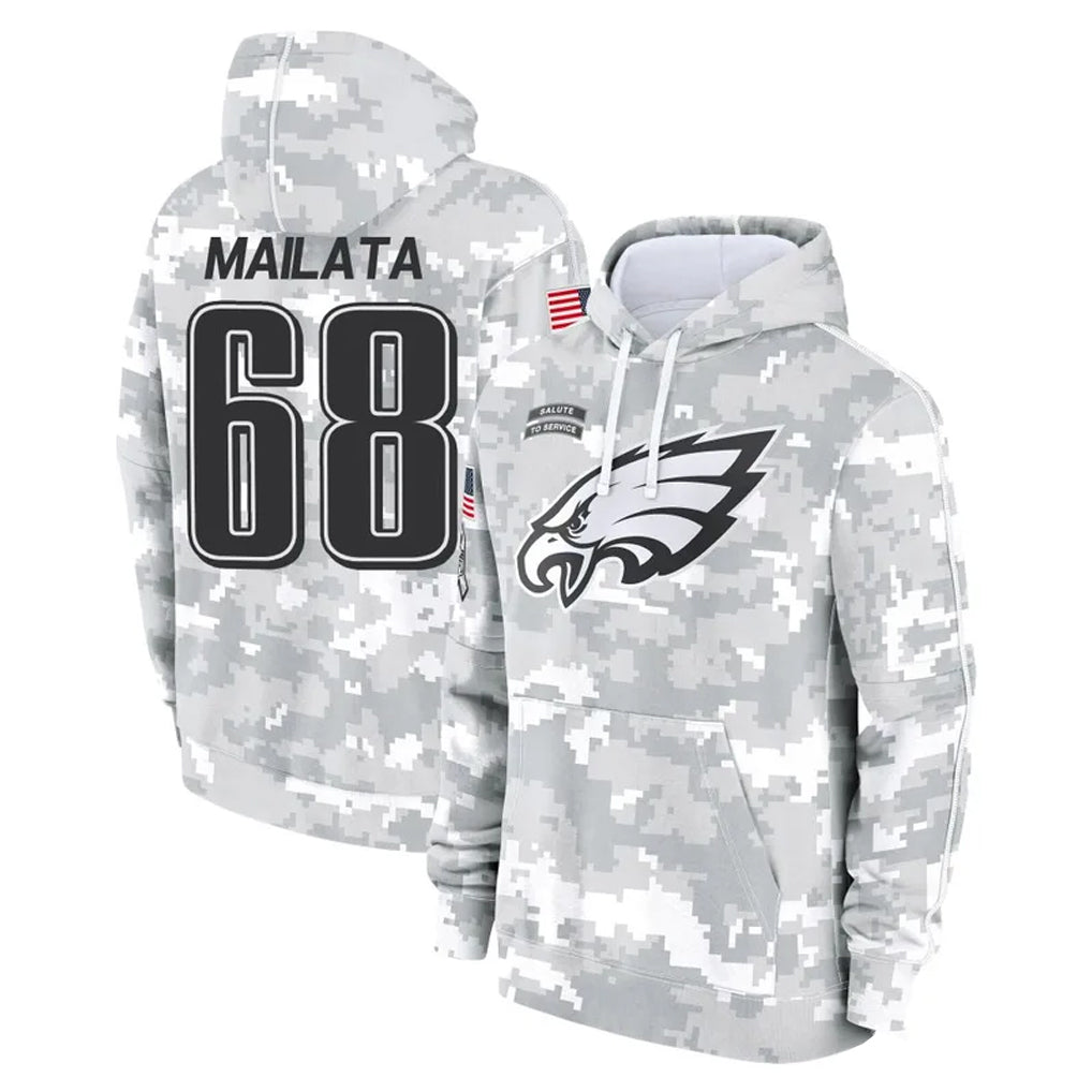 P.Eagles #68 Jordan Mailata Player Arctic Camo Salute to Service Pullover Hoodies Limited Game Qdoa Stitched Jerseys