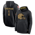 C.Browns #1 KC Concepcion Player Black Salute to Service Pullover Hoodies Limited Qdoa Stitched Jerseys