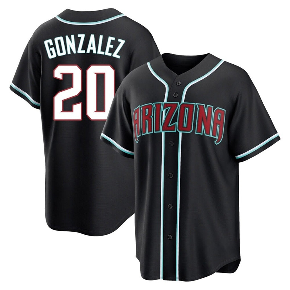 A.Diamondbacks #20 Luis Gonzalez Player Black Home Game Qdoa Stitched Jerseys