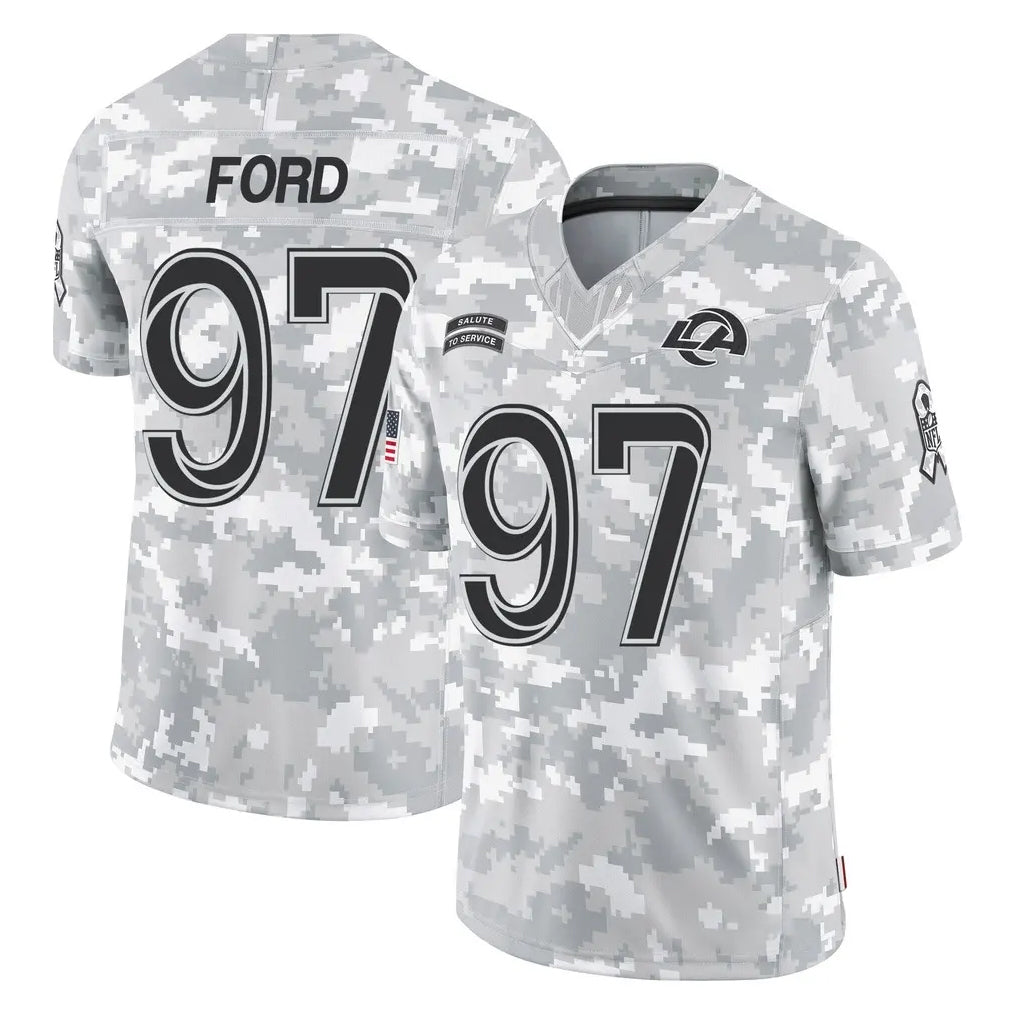 LA.Rams #97 Poona Ford Player Arctic Camo Salute To Service Limited Game Qdoa Stitched Jerseys