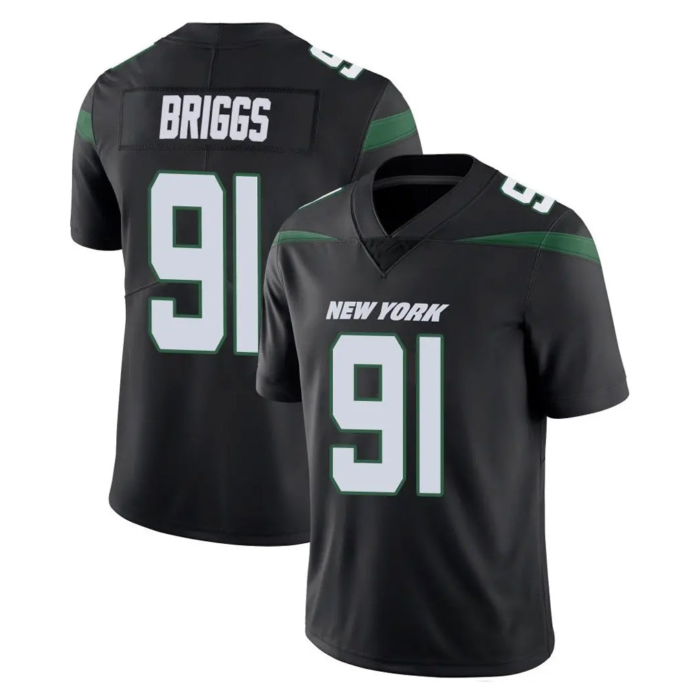 NY.Jets #91 Jowon Briggs Player Stealth Black Limited Vapor Home Game Qdoa Stitched Jerseys