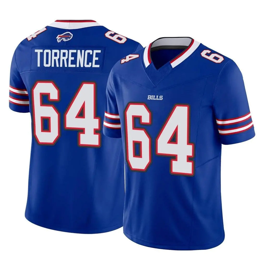 B.Bills #64 O'Cyrus Torrence Player Royal Vapor F.U.S.E. Limited Home Game Qdoa Stitched Jerseys