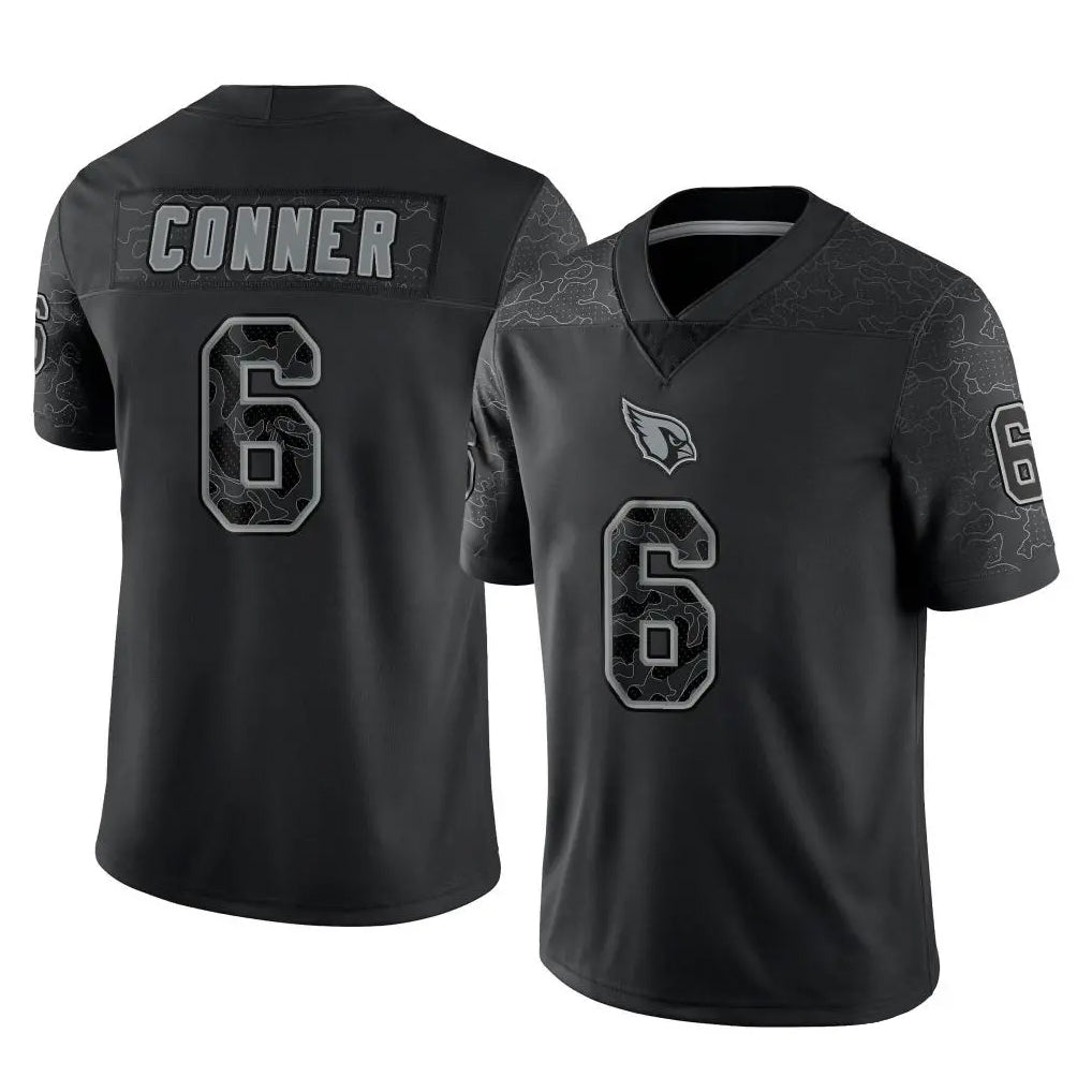 A.Cardinals #6 James Conner Player Black RFLCTV Limited Home Game Qdoa Stitched Jerseys