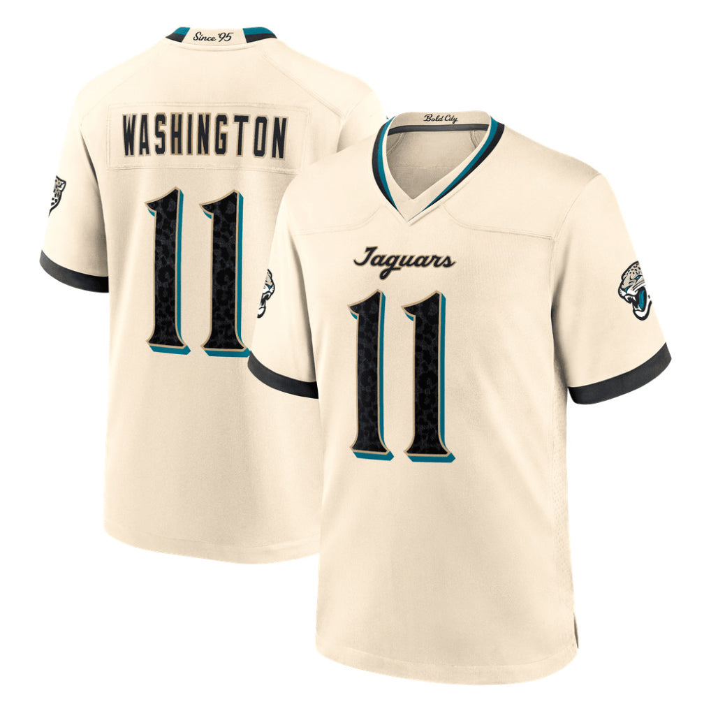 J.Jaguars #11 Parker Washington Player Natural 2026 Rivalries Collection Game Qdoa Stitched Jerseys