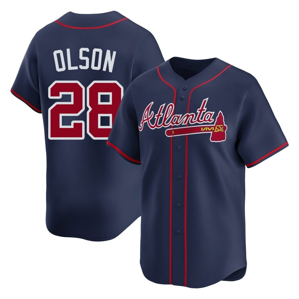 A.Braves #28 Matt Olson Player Navy Limited Home Game Qdoa Stitched Jerseys