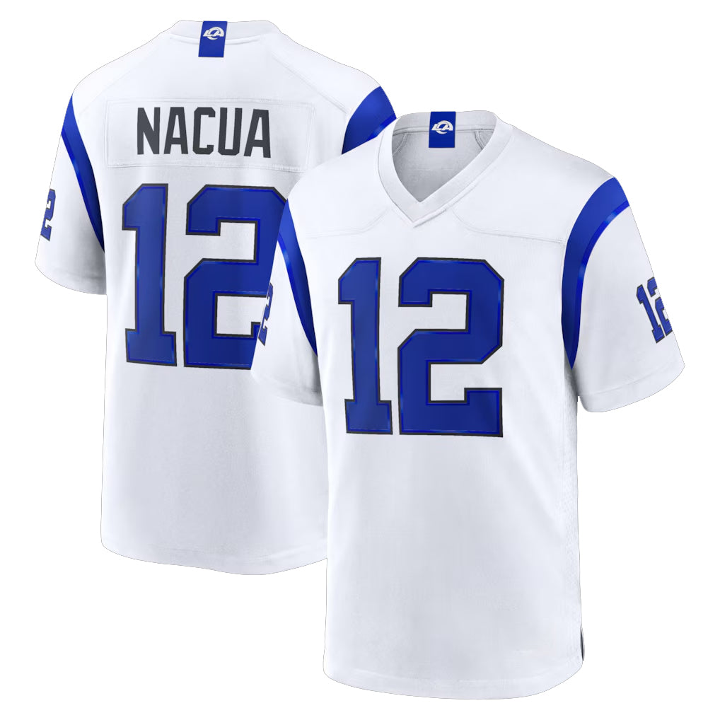 LA.Rams #12 Puka Nacua Player Fearsome White Home Game Qdoa Stitched Jerseys