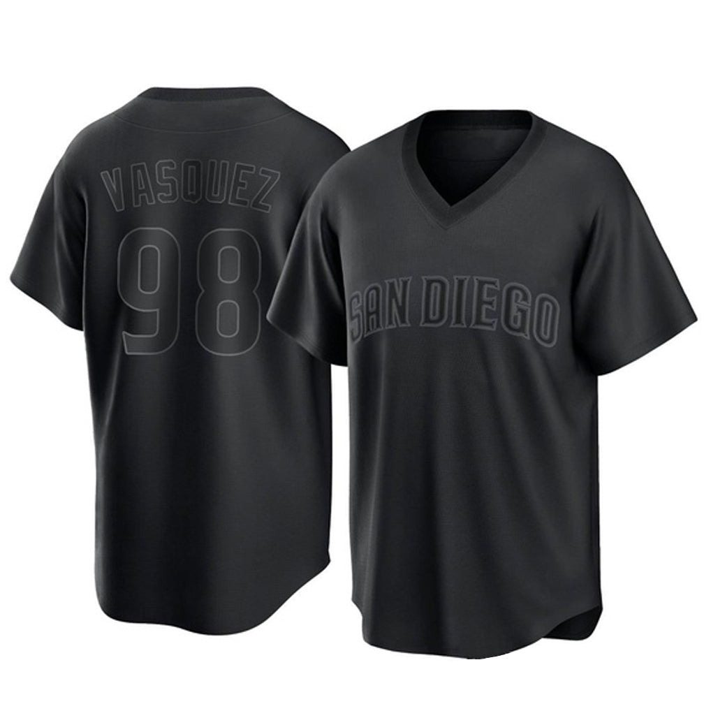 S.Diego Padres #98 Randy Vasquez Player Black Pitch Fashion Game T-shirt Qdoa Stitched Jerseys