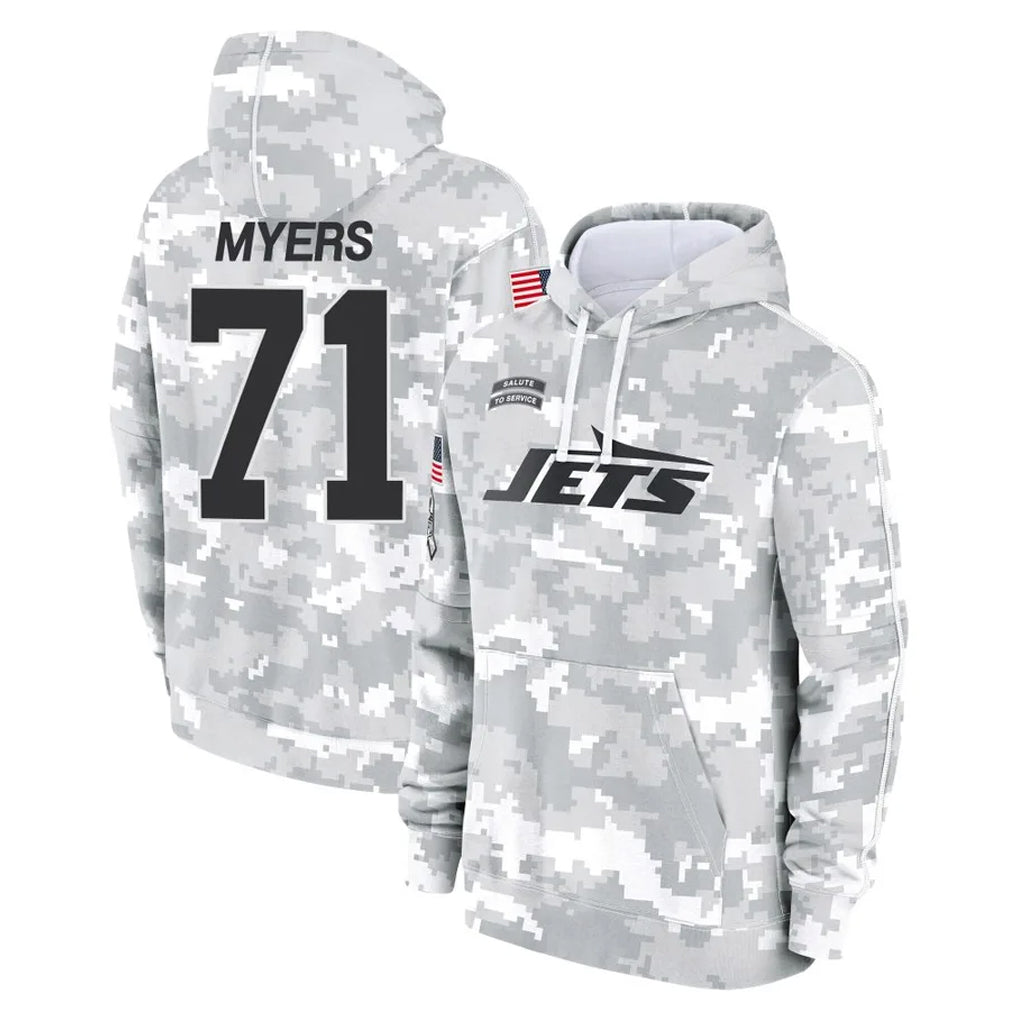 NY.Jets #71 Josh Myers Player Arctic Camo Salute to Service Pullover Hoodies Limited Game Qdoa Stitched Jerseys