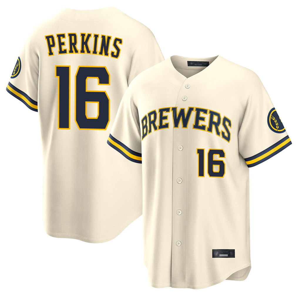 M.Brewers #16 Blake Perkins Player Cream Home Limited Qdoa Stitched Jerseys