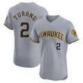 M.Brewers #2 Brice Turang Player Gray Home Limited Elite Qdoa Stitched Jerseys
