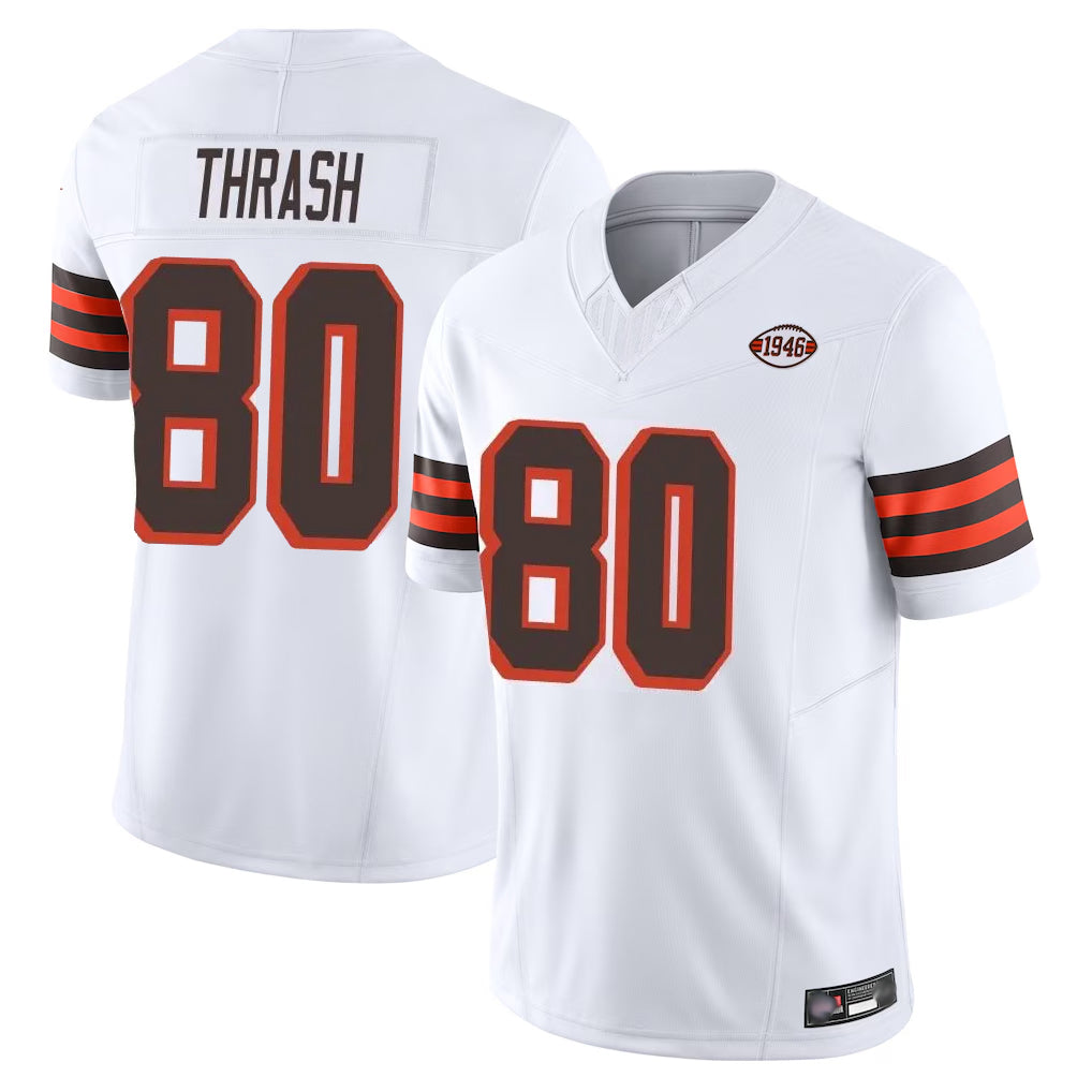 C.Browns #80 Jamari Thrash Player White Limited Vapor F.U.S.E. Alternate Game Qdoa Stitched Jerseys