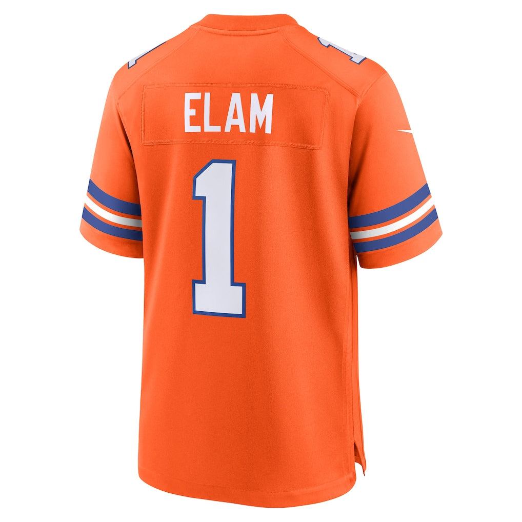 Qdoa D.Broncos #1 Jason Elam Orange Retired Player Alternate Game Jersey