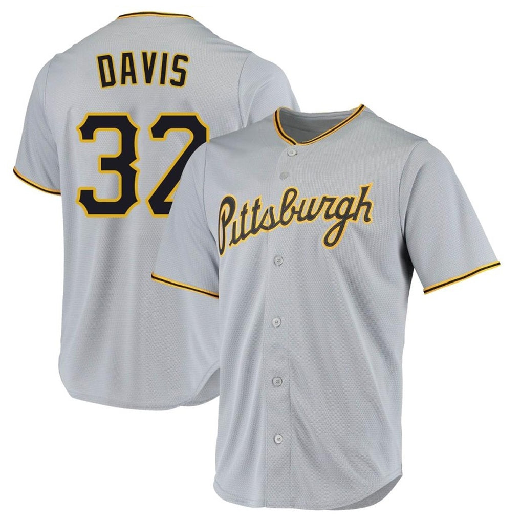 P.Pirates #32 Henry Davis Player Gray Road Home Game Qdoa Stitched Jerseys