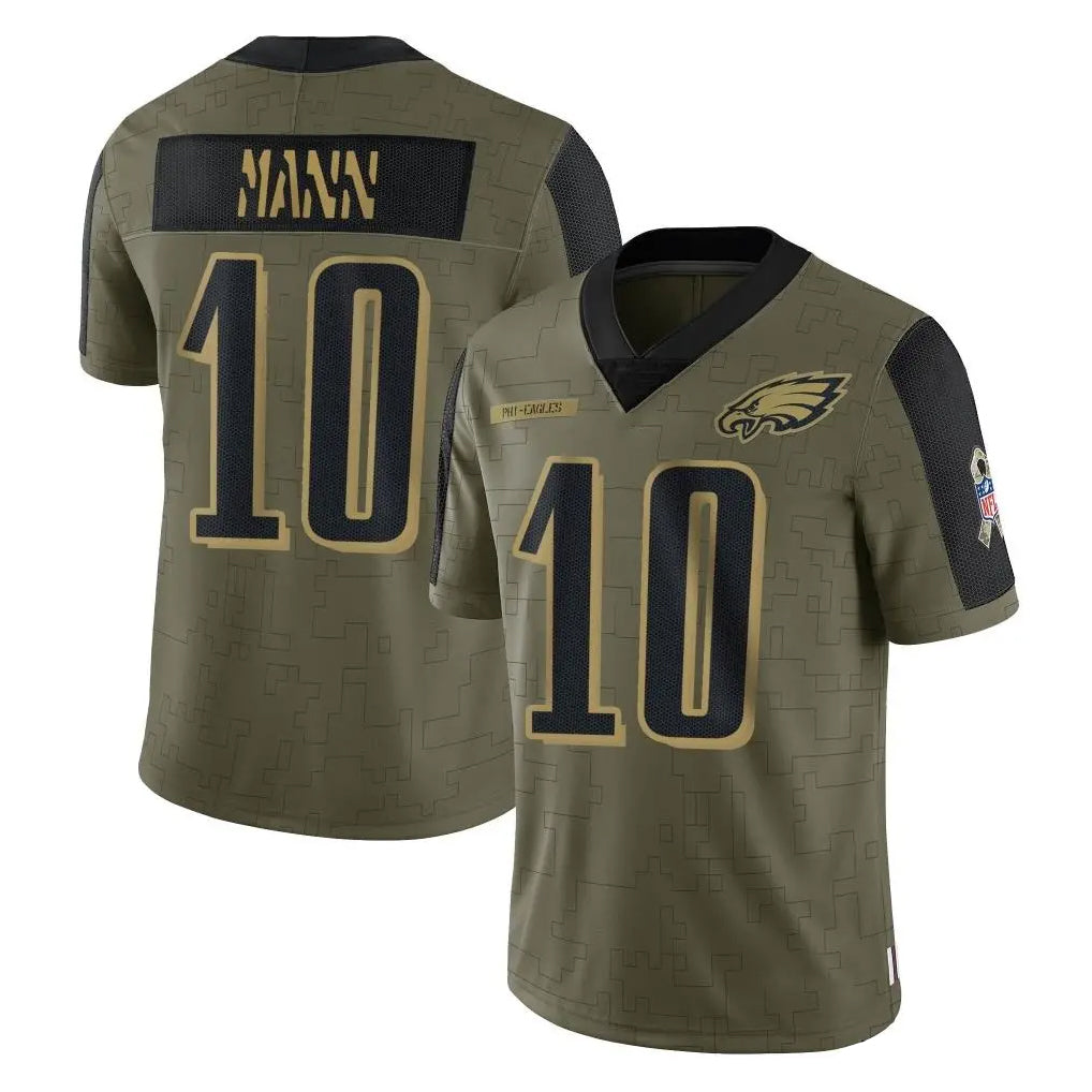 P.Eagles #10 Braden Mann Player Olive Salute To Service Limited Game Qdoa Stitched Jerseys