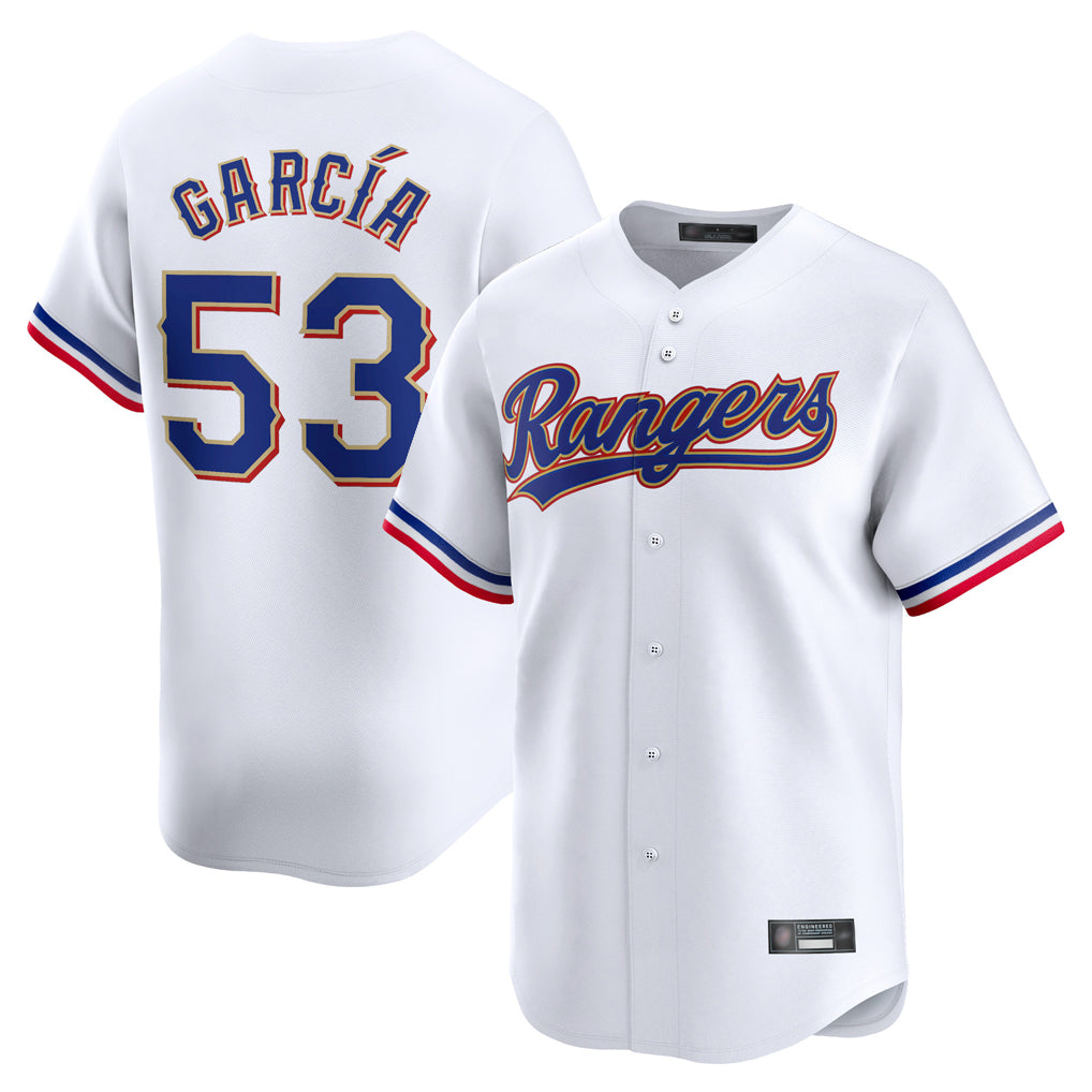 T.Rangers #53 Adolis Garcia Player Gold Home Limited White Qdoa Stitched Jerseys
