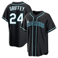 S.Mariners #24 Ken Griffey Jr Player Black Fashion Home Limited Qdoa Stitched Jerseys