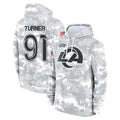 LA.Rams #91 Kobie Turner Player Arctic Camo Salute to Service Hoodies Limited Game Qdoa Stitched Jerseys