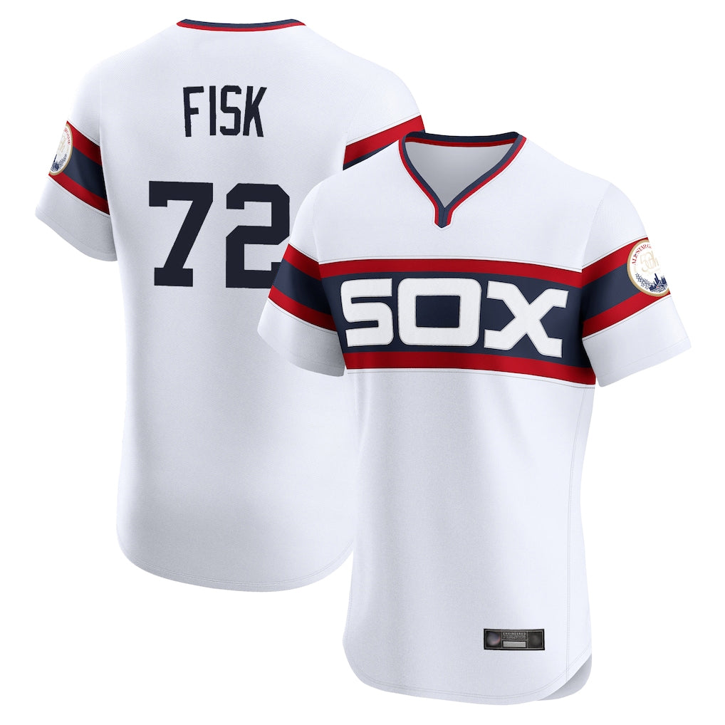 C.White Sox #72 Carlton Fisk Player White T-shirt Limited Elite Home Qdoa Stitched Jerseys