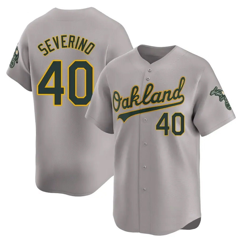 Athletics #40 Luis Severino Player Gray Road Limited Home Game Qdoa Stitched Jerseys