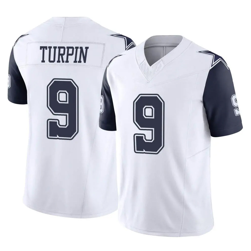 D.Cowboys #9 KaVontae Turpin Player White-Navy Limited Vapor F.U.S.E. Home Game Qdoa Stitched Jerseys