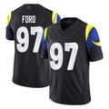 LA.Rams #97 Poona Ford Player Black Midnight Rivalries Collection Limited Home Game Qdoa Stitched Jerseys