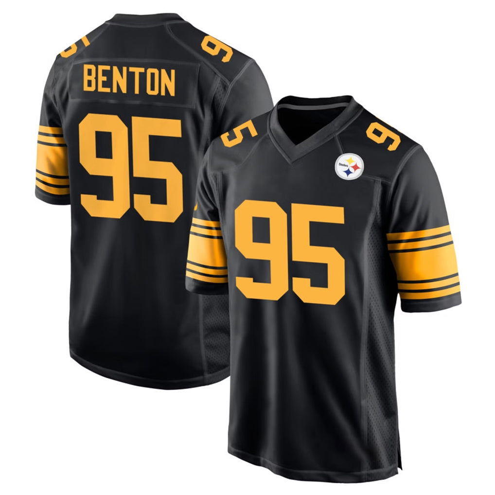 P.Steelers #95 Keeanu Benton Player Black Color Rush Home Game Qdoa Stitched Jerseys