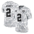LV.Raiders #2 Ashton Jeanty Player Arctic Camo Salute To Service Limited Game Qdoa Stitched Jerseys