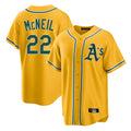 Athletics #22 Jeff McNeil Player Gold Alternate Home Game Qdoa Stitched Jerseys