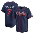 A.Braves #7 Ha-Seong Kim Player Navy 2025 Speedway Classic Home Game Qdoa Stitched Jerseys