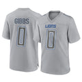 D.Lions #0 Jahmyr Gibbs Player Gray Atmosphere Fashion Home Game Qdoa Stitched Jerseys