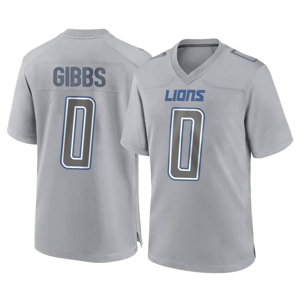 D.Lions #0 Jahmyr Gibbs Player Gray Atmosphere Fashion Home Game Qdoa Stitched Jerseys
