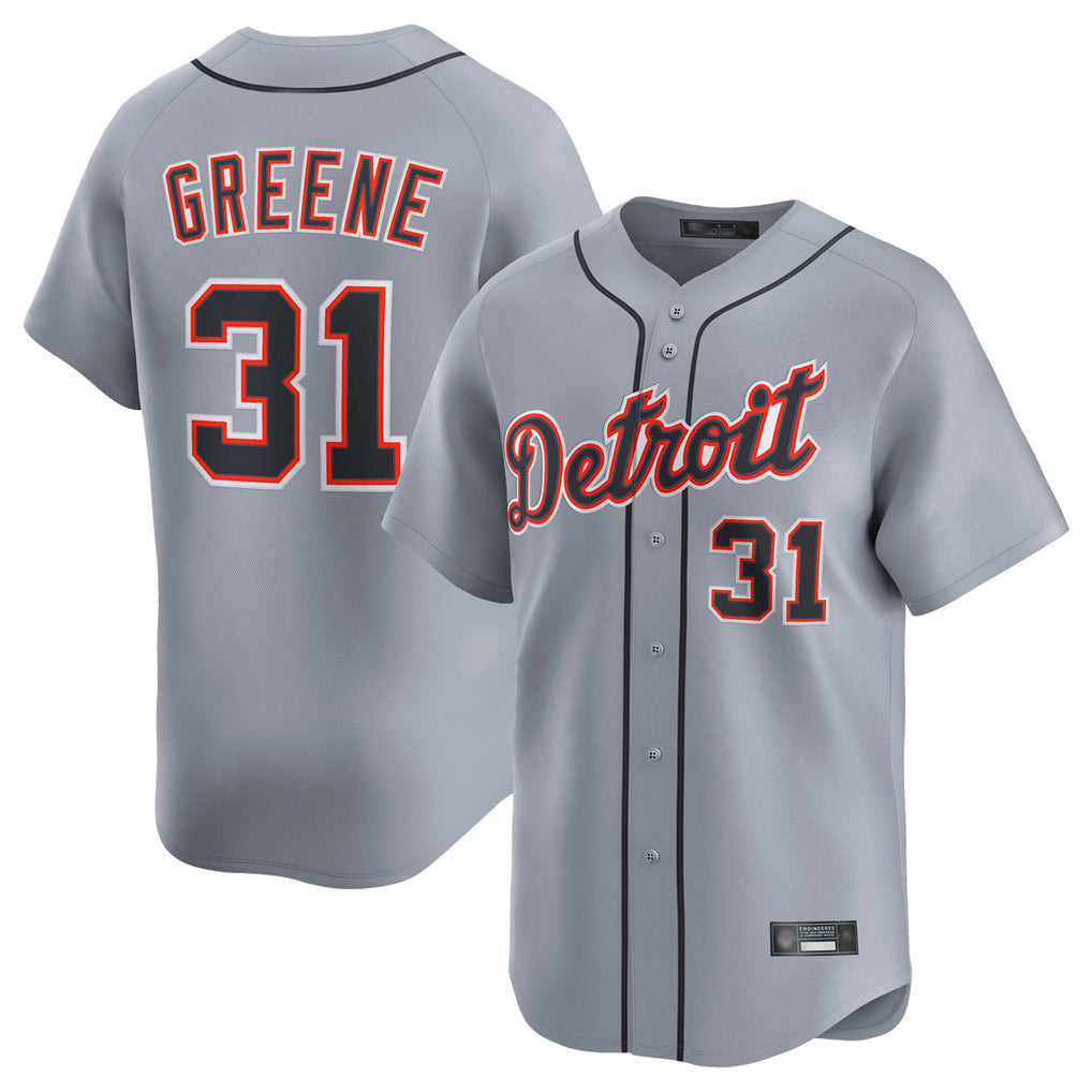 D.Tigers #31 Riley Greene Player Gray Home Limited Qdoa Stitched Jerseys