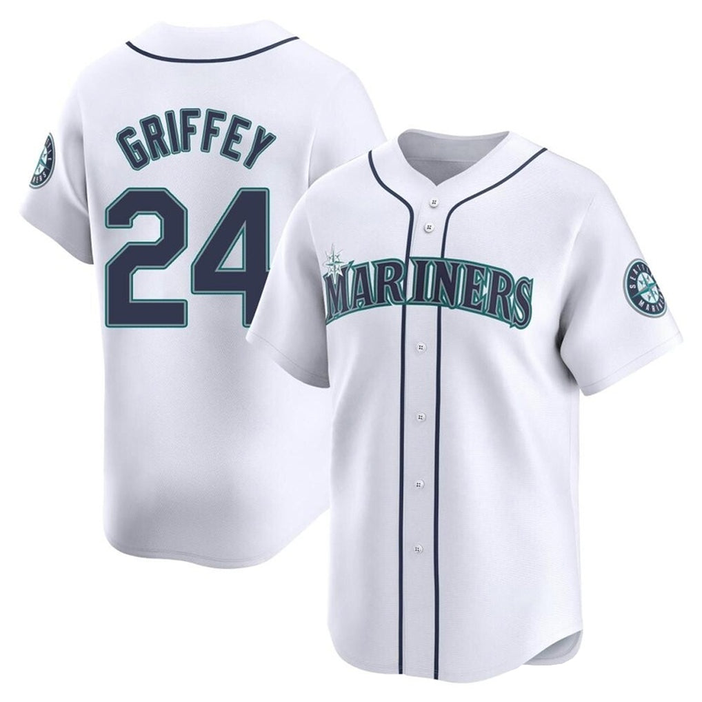 S.Mariners #24 Ken Griffey Jr Player White Home Limited Qdoa Stitched Jerseys