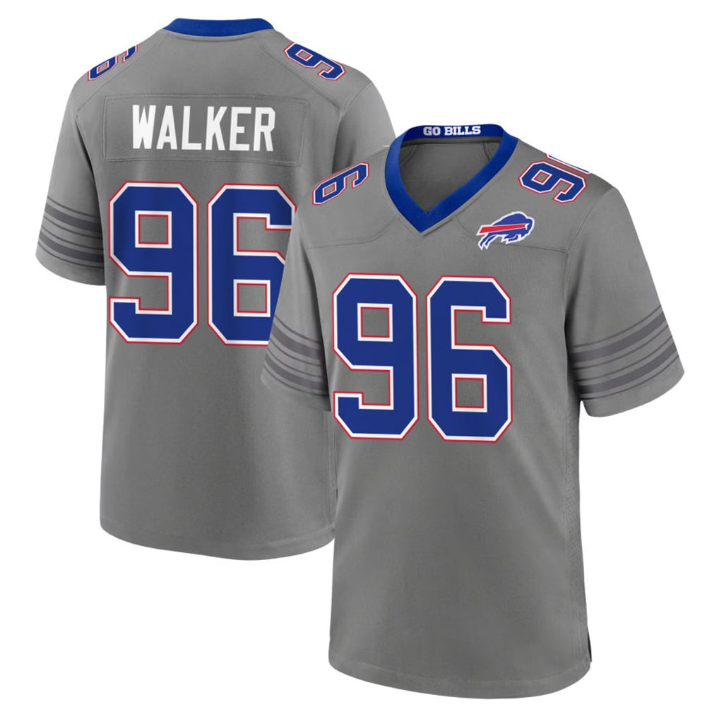 B.Bills #96 Deone Walker Player Gray Nickel City Home Game Qdoa Stitched Jerseys