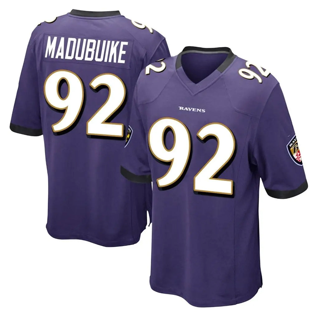 B.Ravens #92 Nnamdi Madubuike Player Purple Color Rush Home Game Qdoa Stitched Jerseys