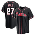 P.Phillies #27 Aaron Nola Player Black Fashion Out Home Game Qdoa Stitched Jerseys