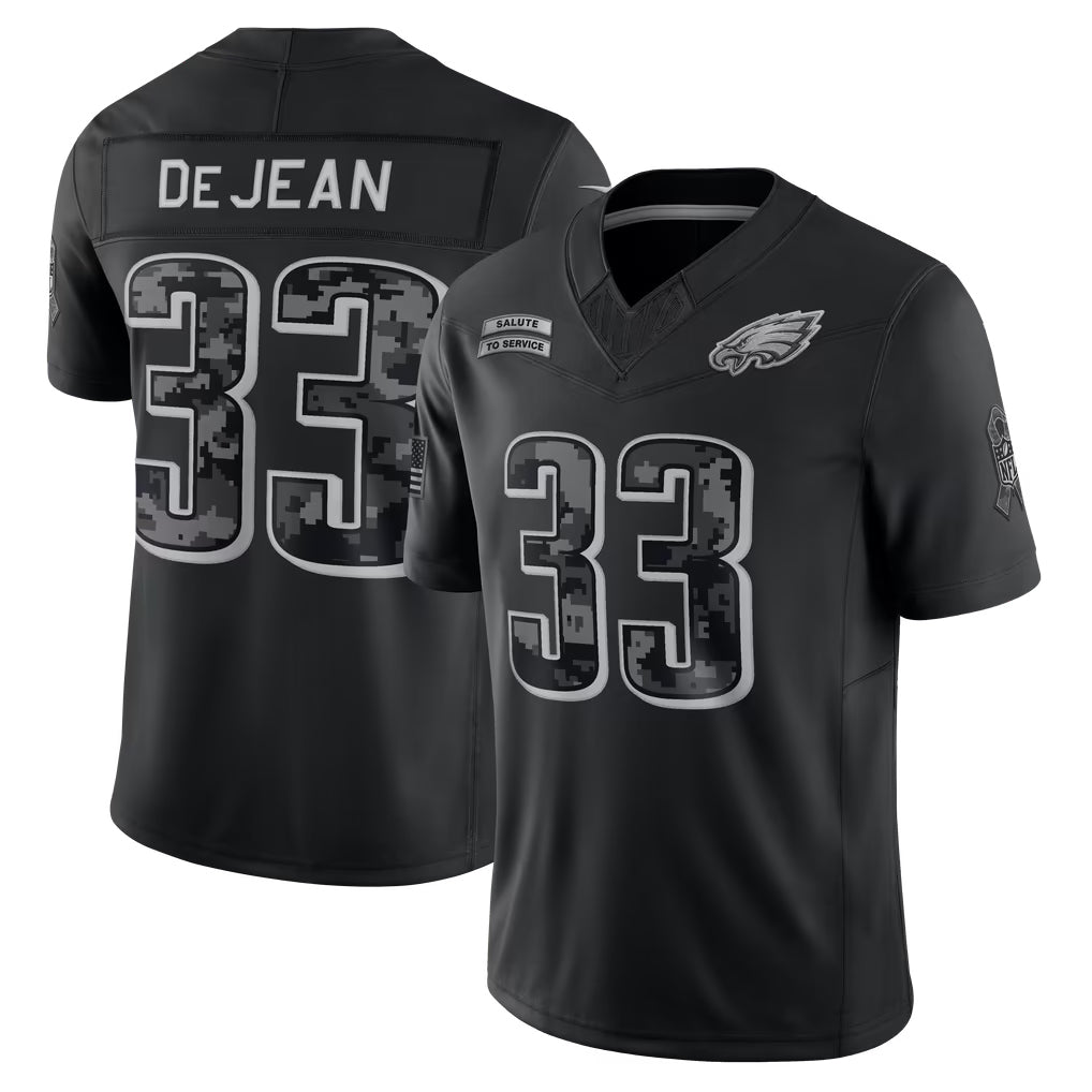 Qdoa P.Eagles #33 Cooper DeJean Player Black Limited 2026 Salute to Service Home Game Stitched Jerseys