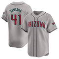 A.Diamondbacks #41 Carlos Santana Player Gray Road Limited Home Game Qdoa Stitched Jerseys