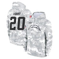 LA.Chargers #20 Cam Hart Player Arctic Camo Salute to Service Hoodies Limited Game Qdoa Stitched Jerseys