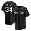 B.Red Sox #34 David Ortiz Player Black Home Game Qdoa Stitched Jerseys