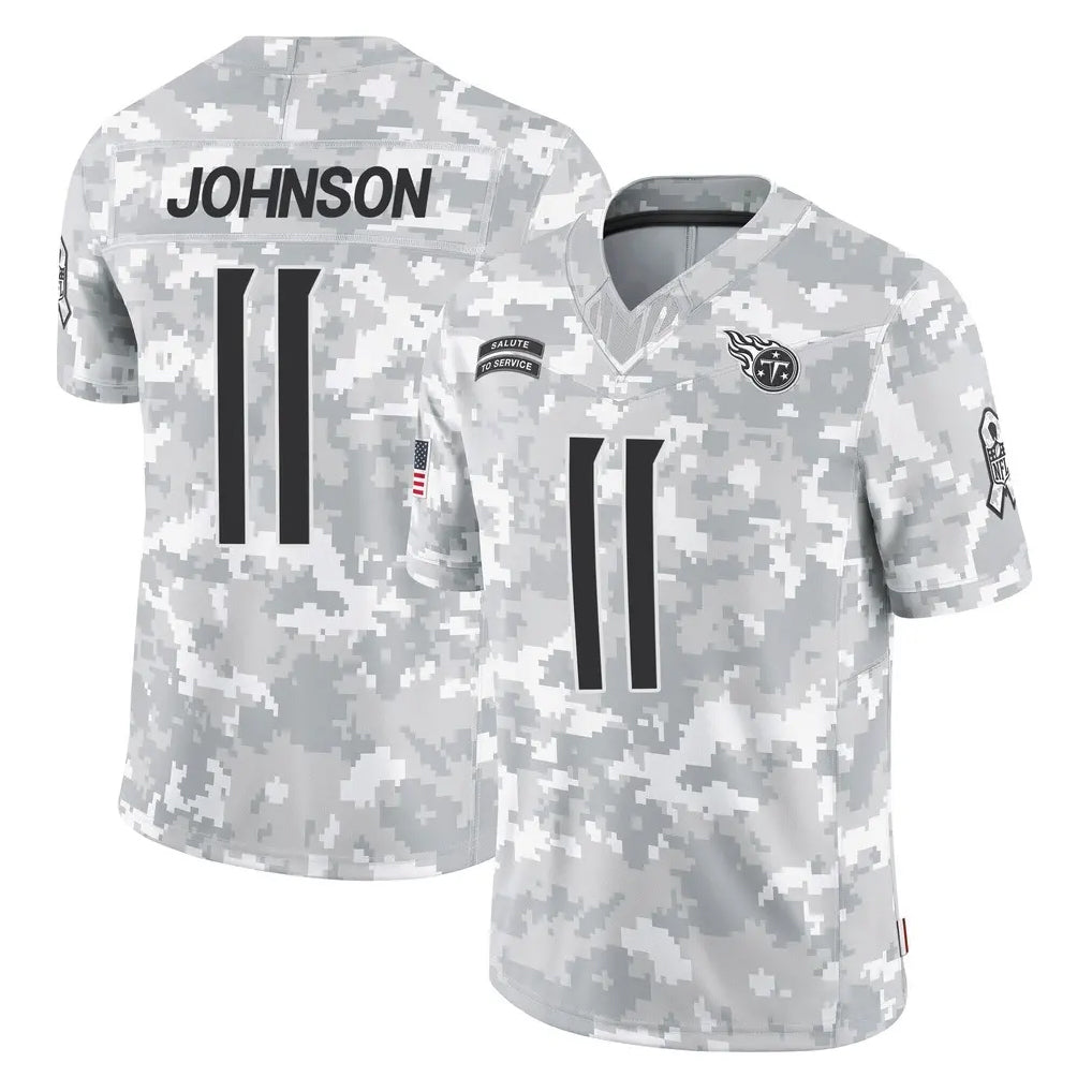 T.Titans #11 Jermaine Johnson II Player Arctic Camo Limited Salute to Service Home Game Qdoa Stitched Jerseys