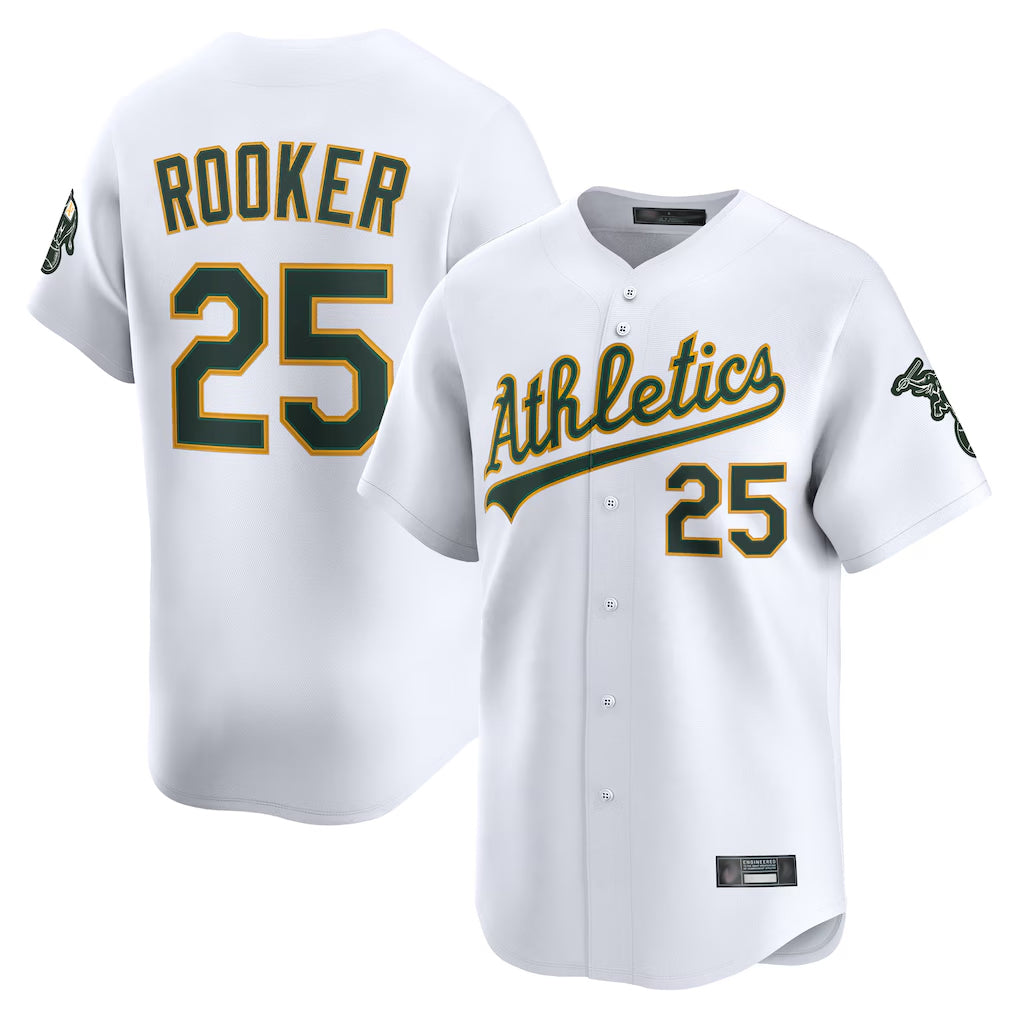 Athletics #25 Brent Rooker Player White Limited Home Game Qdoa Stitched Jerseys